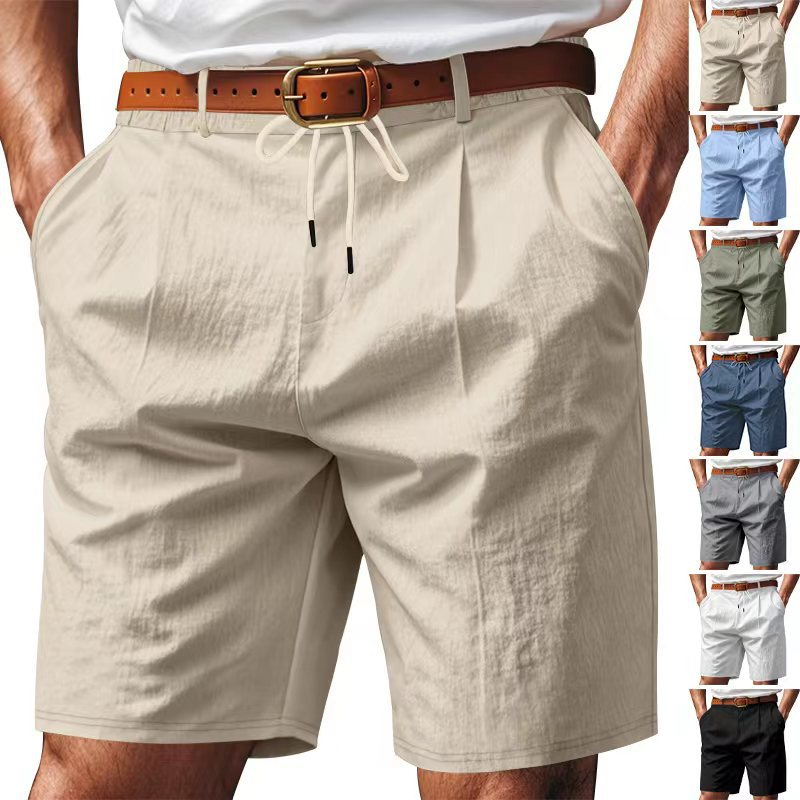 Men's knee-length lightweight functional shorts with elastic waistband, drawstring, and deep side pockets StylebySassy