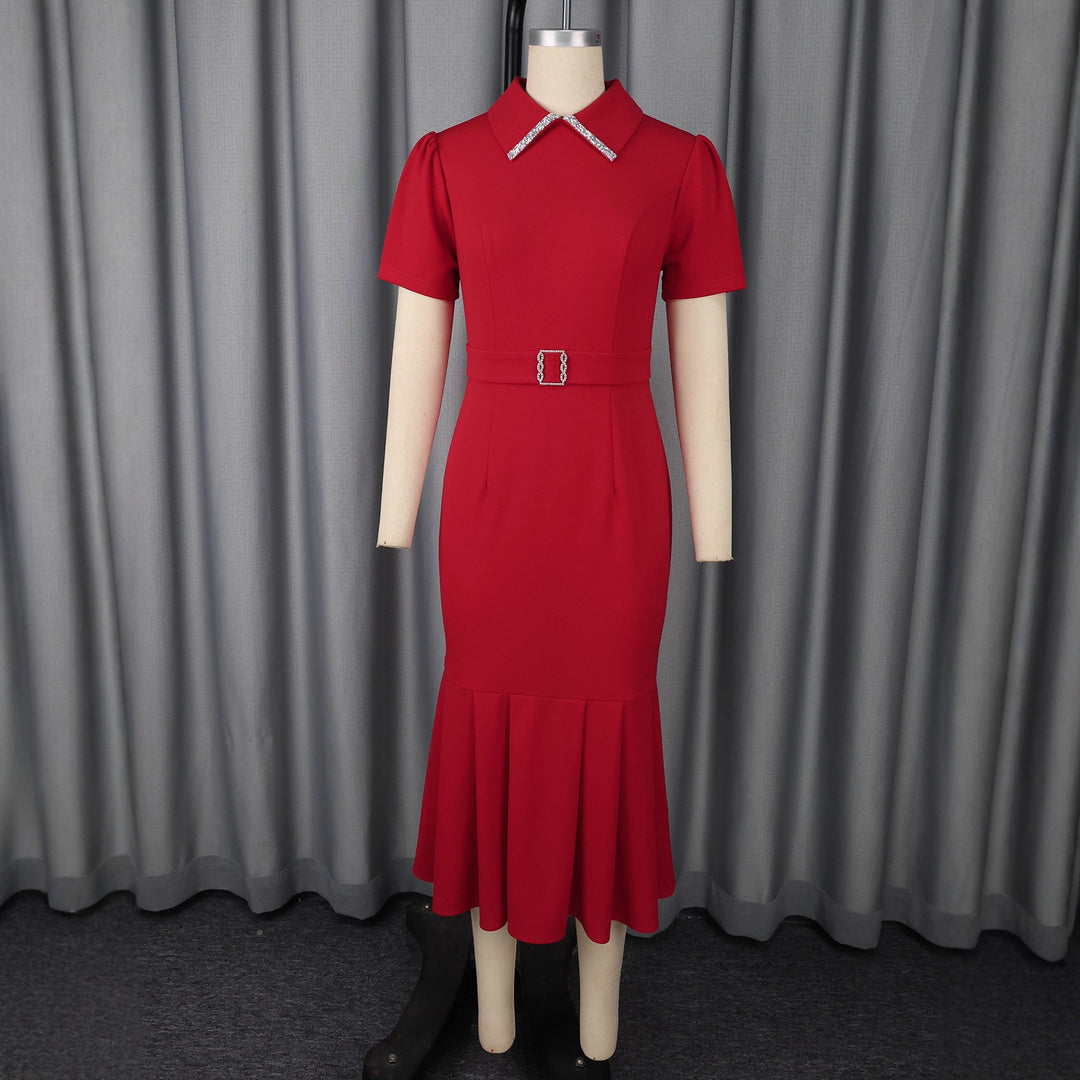 Women Elegant Dress with Swinging Hem and Glamorous Accents StylebySassy