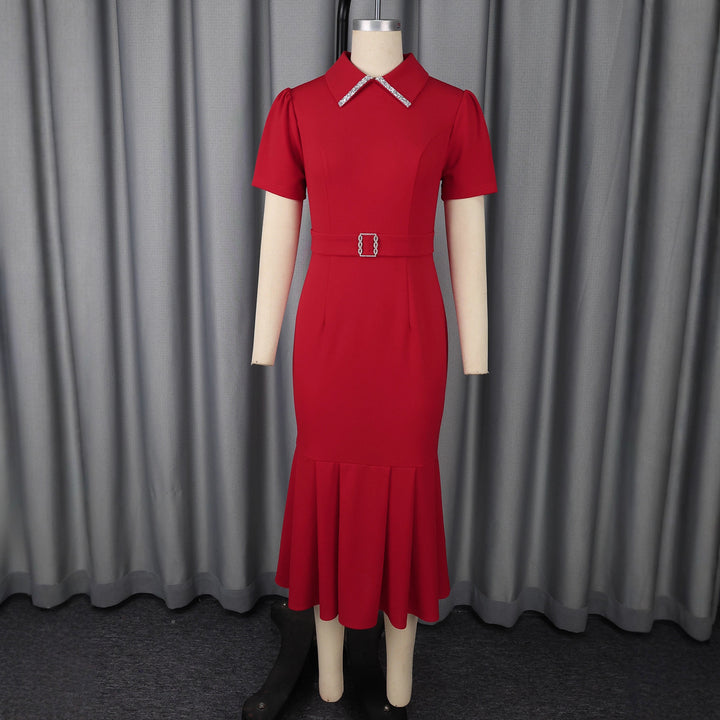 Women Elegant Dress with Swinging Hem and Glamorous Accents StylebySassy