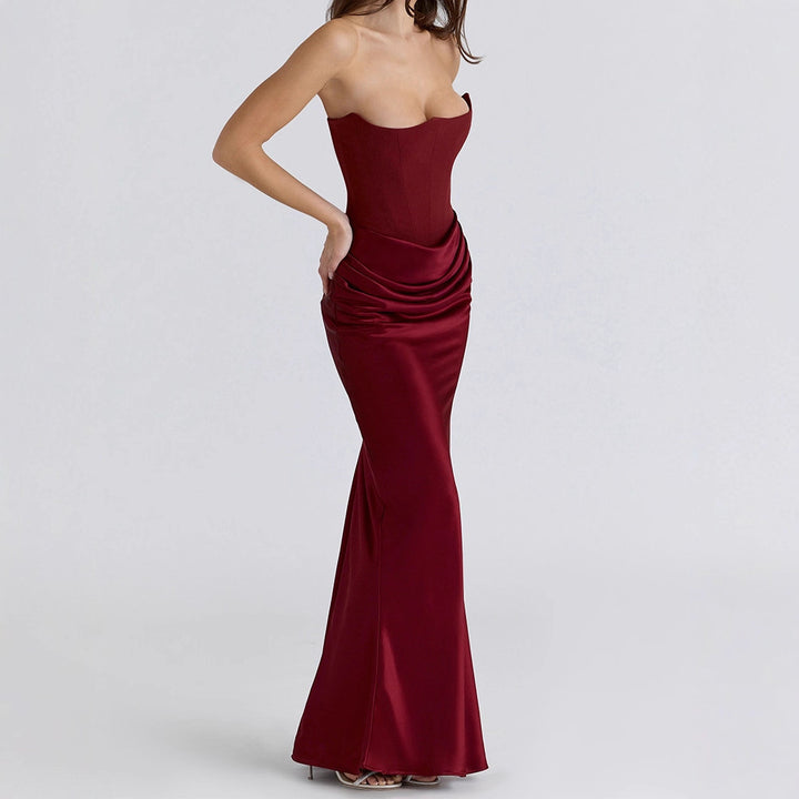 Women Elegant Evening Dress with Structured Corset Top and Flowing Skirt StylebySassy