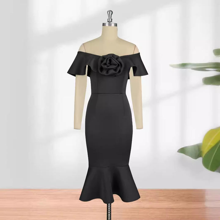 Women's fitted evening dress with ruffle details StylebySassy