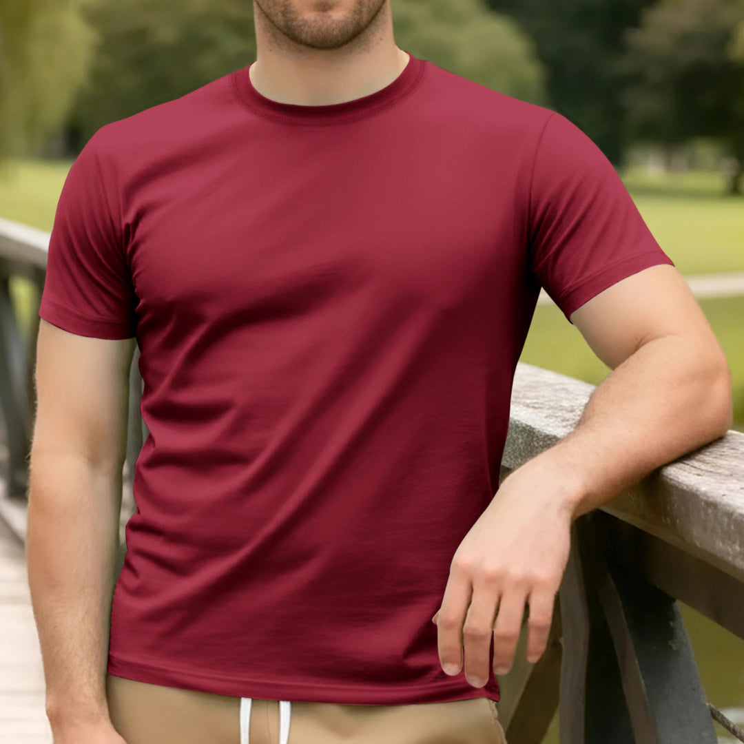 Men's Nan Basic Short Sleeve T-Shirt made of high-quality cotton blend with round neck, flat seams, and regular fit StylebySassy