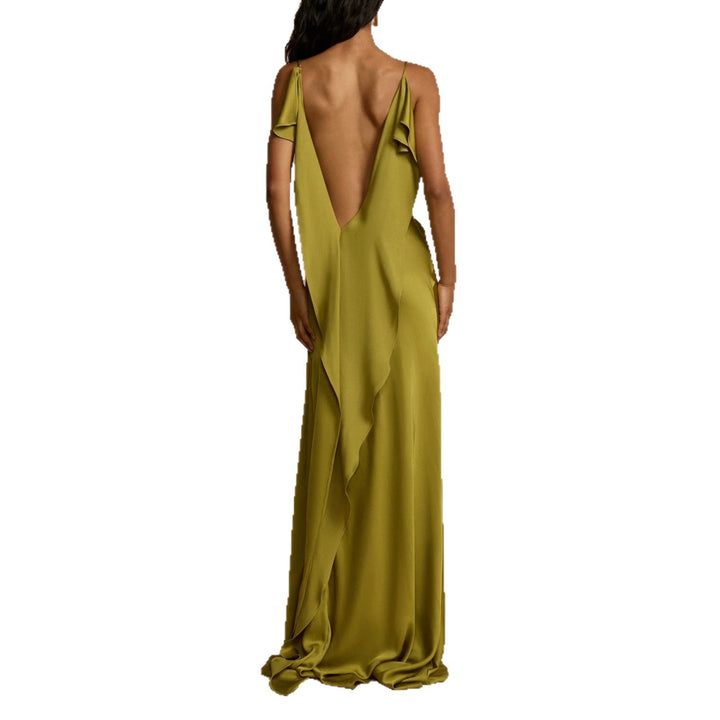 Women's Elegant Maxi Dress with Deep V-Neck and Side Slit StylebySassy