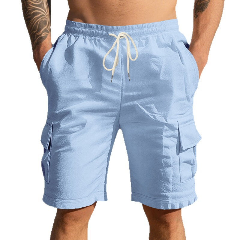 Men's travel and outdoor bermuda shorts with elastic drawstring waistband, security inner pocket and front flap pockets StylebySassy