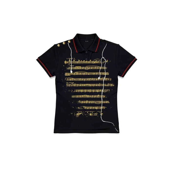Women's Polo Shirt with Musical Motif StylebySassy