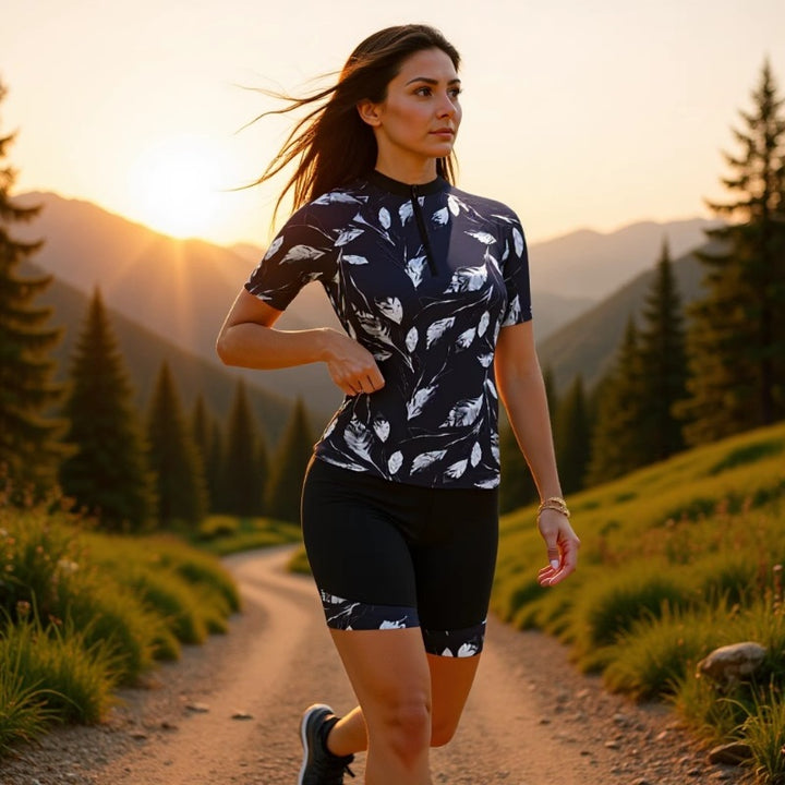 Women's sporty short-sleeve swimsuit with floral pattern StylebySassy