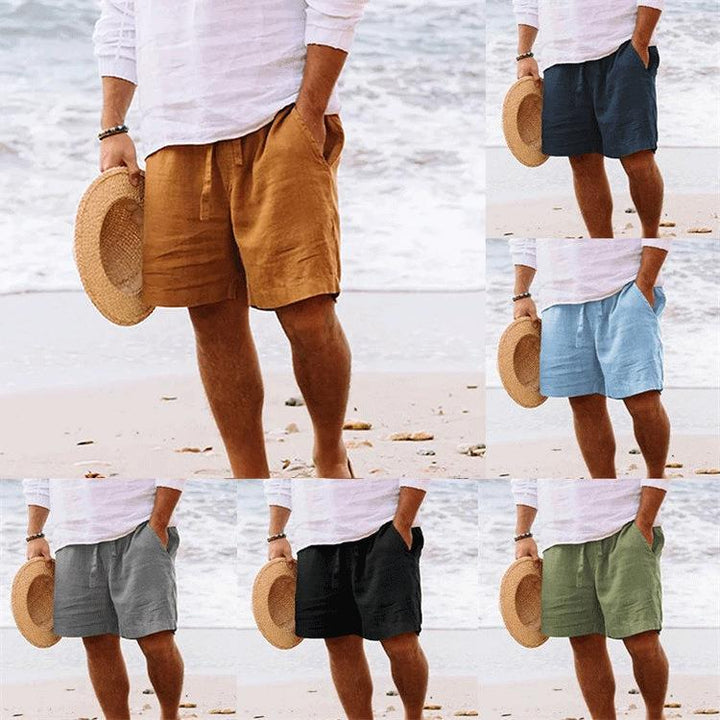 Men's casual travel Bermuda shorts with crinkle texture, adjustable drawstring, and large volume patch pockets StylebySassy