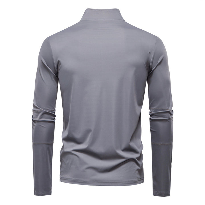 Men's functional long sleeve shirt with stand-up collar and half zipper StylebySassy