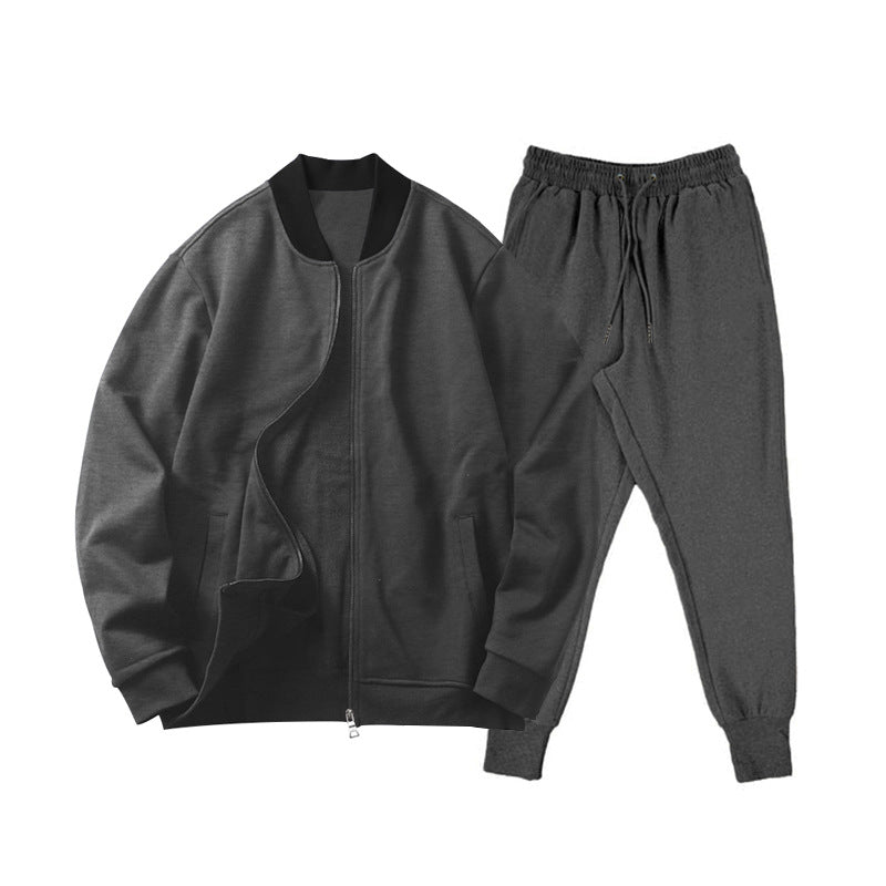 Men's casually cut sweat set with zip bomber jacket and tapered jogging pants made of soft cotton fleece StylebySassy