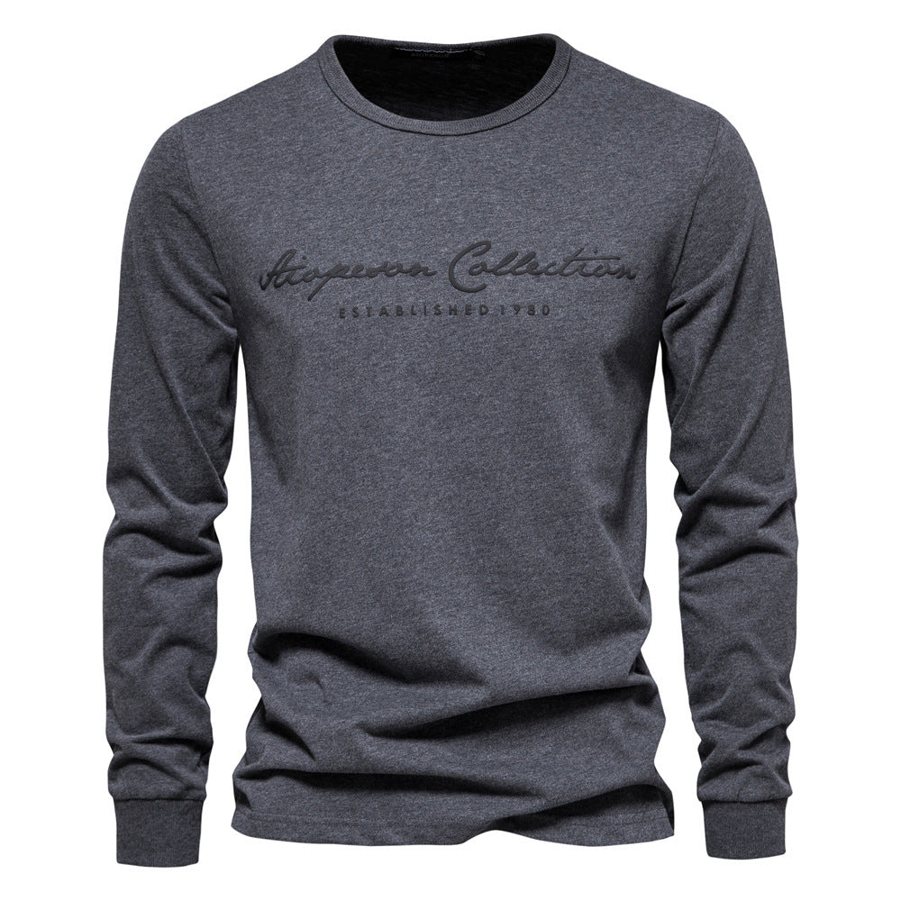 Men's Nano Minimalist Round Neck Sweatshirt Made of Cotton Blend with Ribbed Cuffs StylebySassy