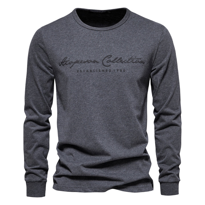 Men's Nano Minimalist Round Neck Sweatshirt Made of Cotton Blend with Ribbed Cuffs StylebySassy