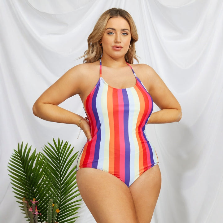Women's One-Piece Swimsuit with Fashionable Striped Pattern StylebySassy