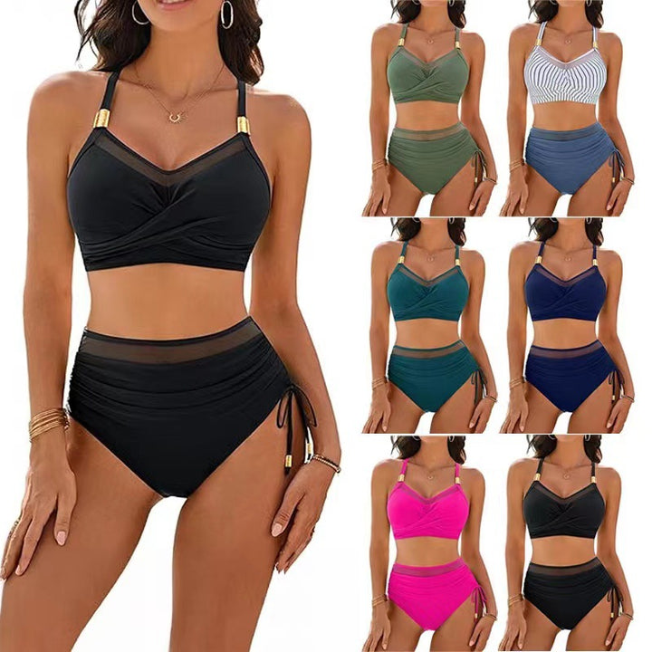 Women High-Quality Bikini Set with Transparent Accents and Fashionable Wrap Design StylebySassy