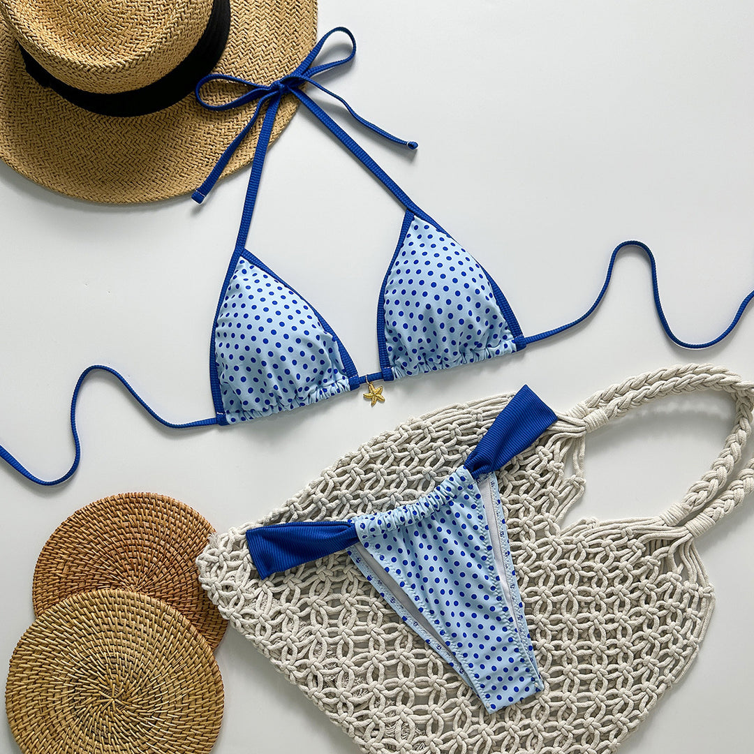 Women's Triangle Bikini with Stylish Polka Dot Pattern StylebySassy