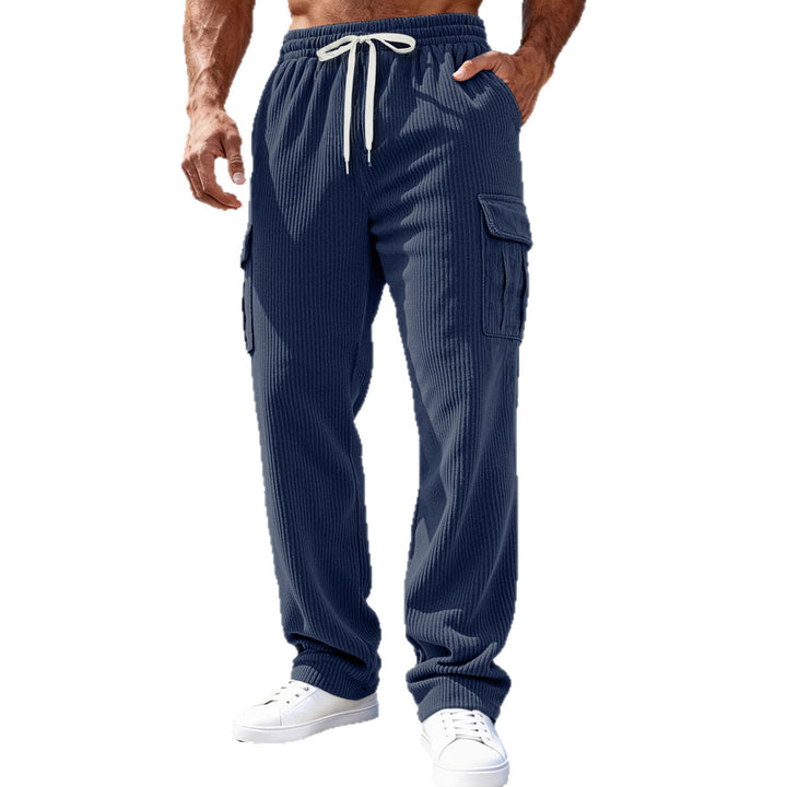 Men's knitted Cargo jogging pants with elastic drawstring waistband and side flap pockets StylebySassy