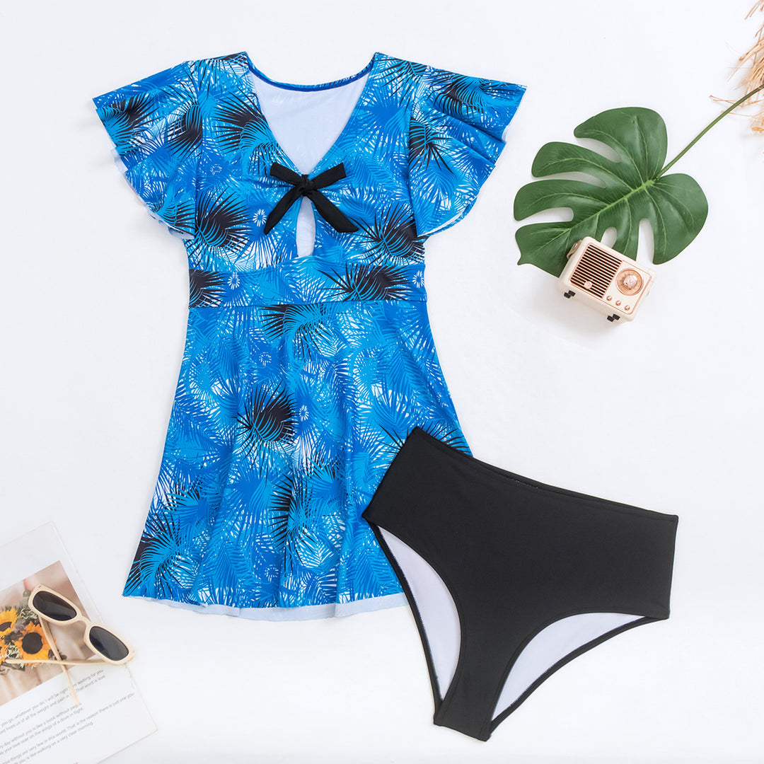 Women's swim set with floral top and comfortable bikini bottoms StylebySassy