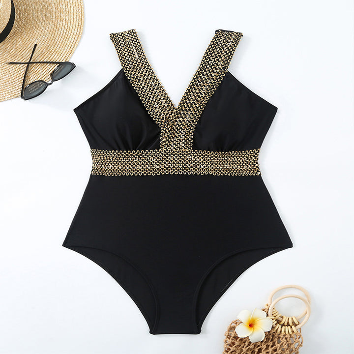 Women's one-piece swimsuit with decorative golden details StylebySassy