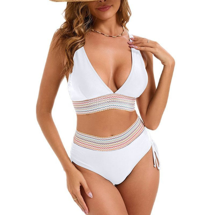 Women High-Waisted Bikini with Sophisticated Lace-Up Back StylebySassy