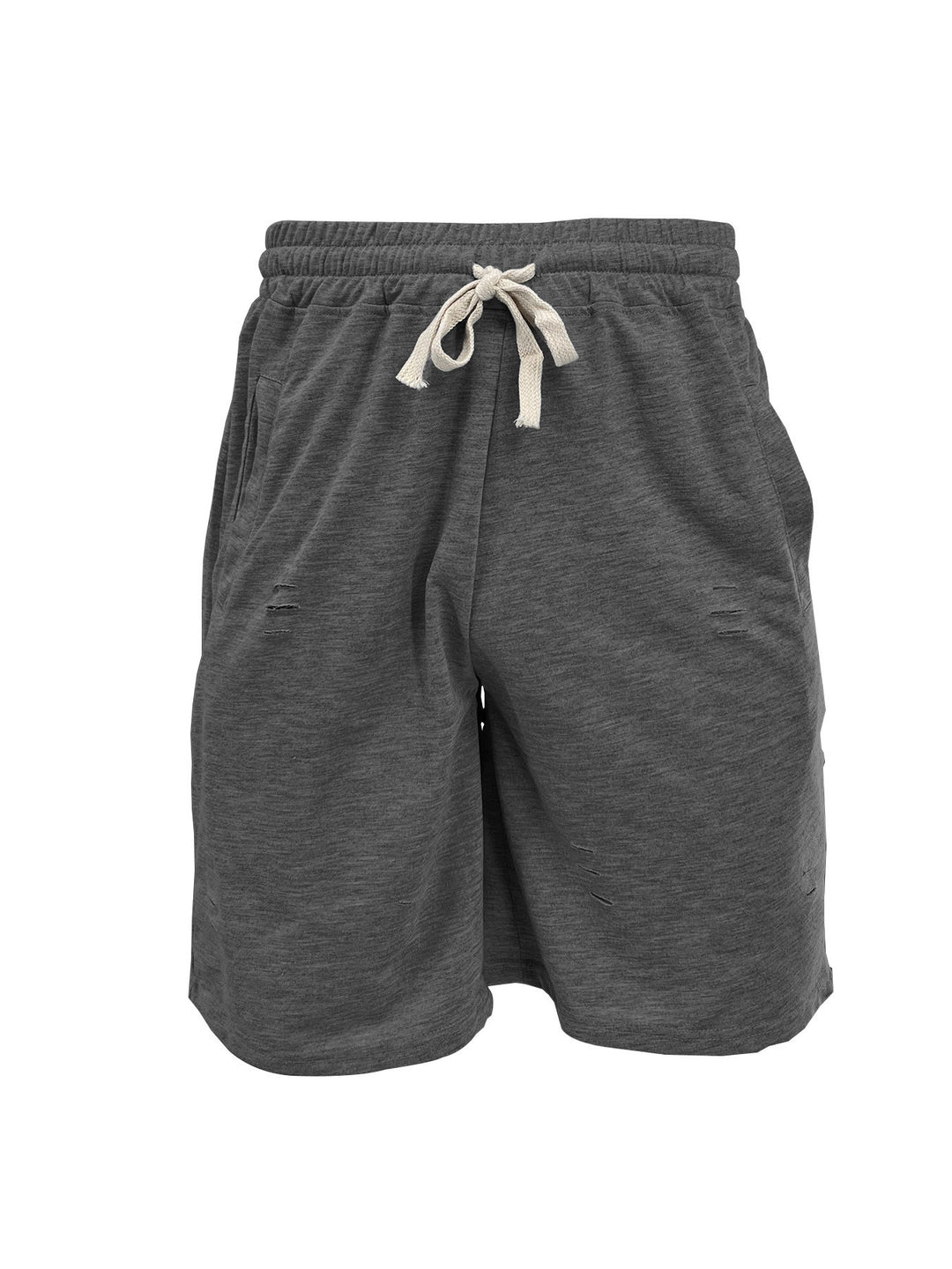 Men's casual sweat shorts with elastic drawstring waistband, side pockets, and used look StylebySassy