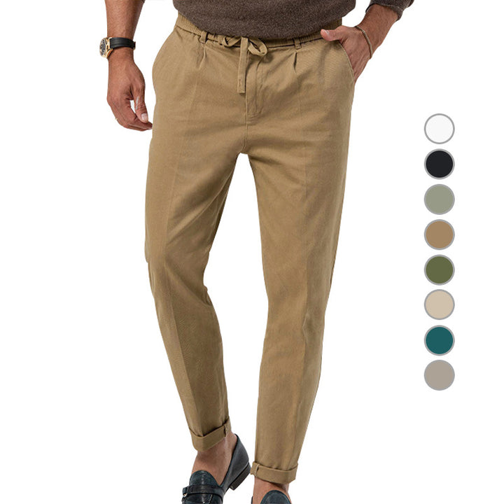Men's lightweight linen pants with drawstring and slim fit StylebySassy