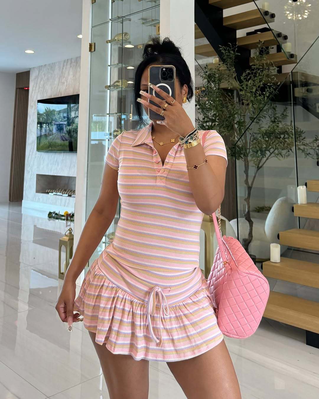 Ladies sporty polo dress with ruffle details StylebySassy