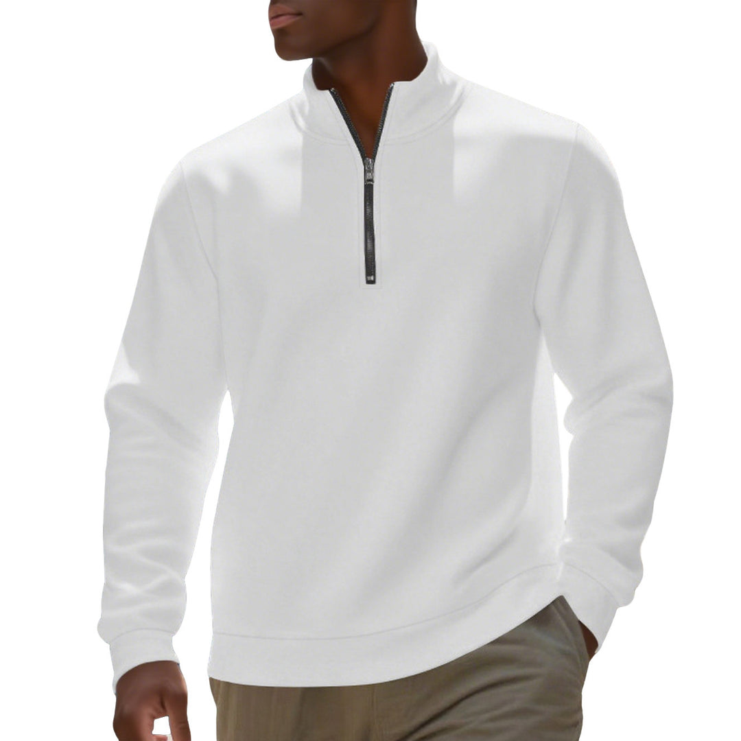 Men's half-zip sweatshirt made of cotton blend with stand-up collar, soft lining and ribbed cuffs StylebySassy