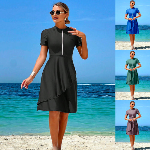 Women's Elegant Beach Dress with Ruffle Design StylebySassy