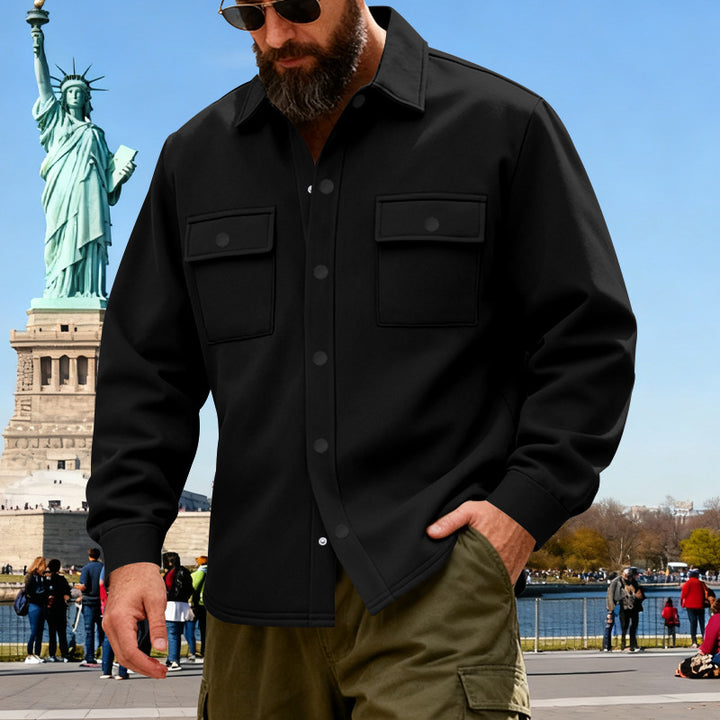 Men's casual shirt jacket made of cotton blend with applied chest pockets StylebySassy