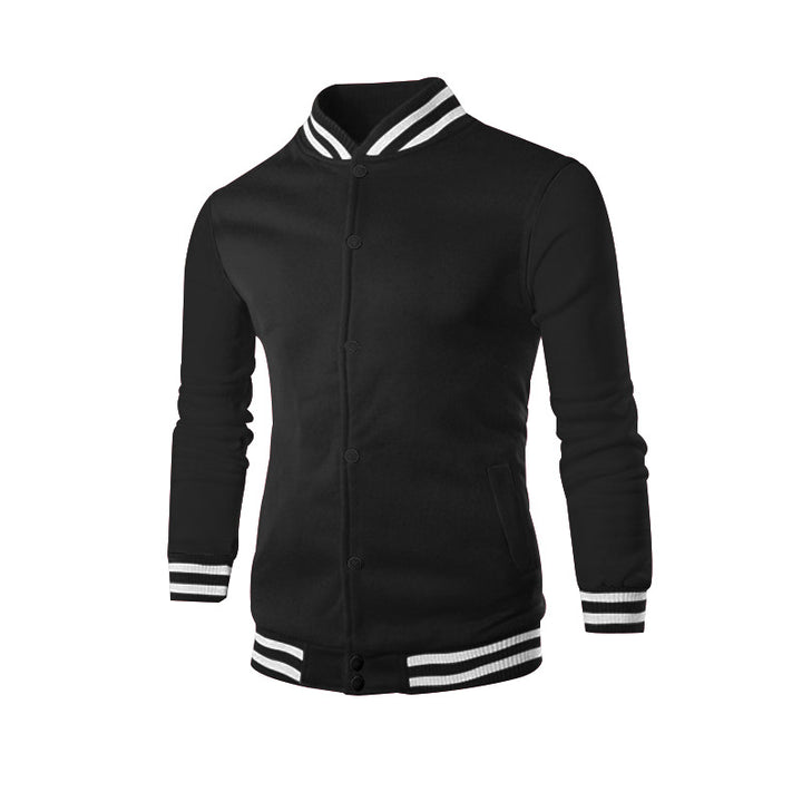 Men's slim college jacket in college style with snap button placket and contrasting ribbed cuffs StylebySassy