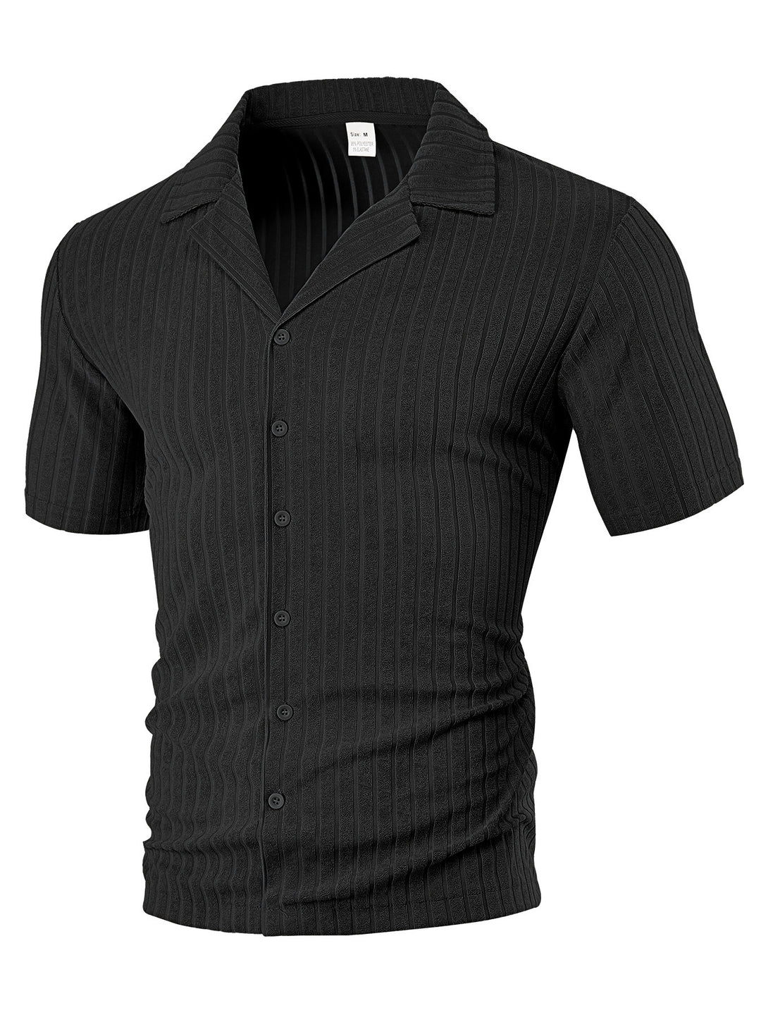 Men's fine ribbed short-sleeve knitted shirt with notch collar and full-button placket StylebySassy