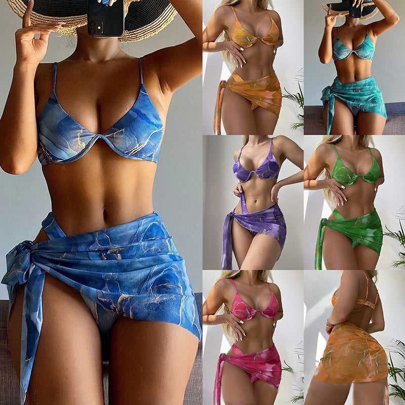 Women's Triangle Bikini with Stylish Wrap Skirt StylebySassy
