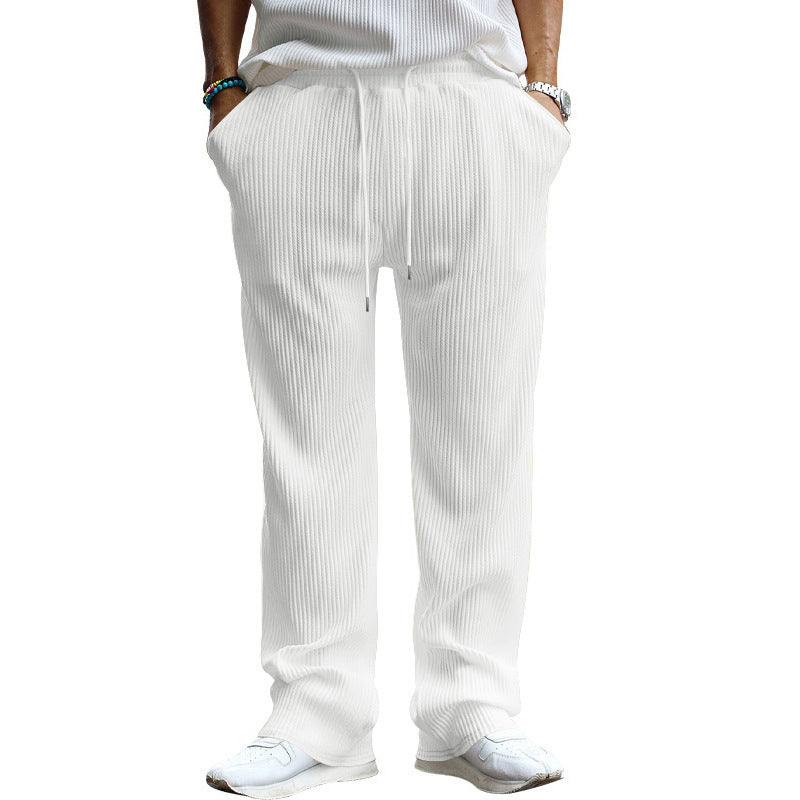 Men's ribbed comfort lounge pants with straight cut drawstring waist and deep side pockets StylebySassy