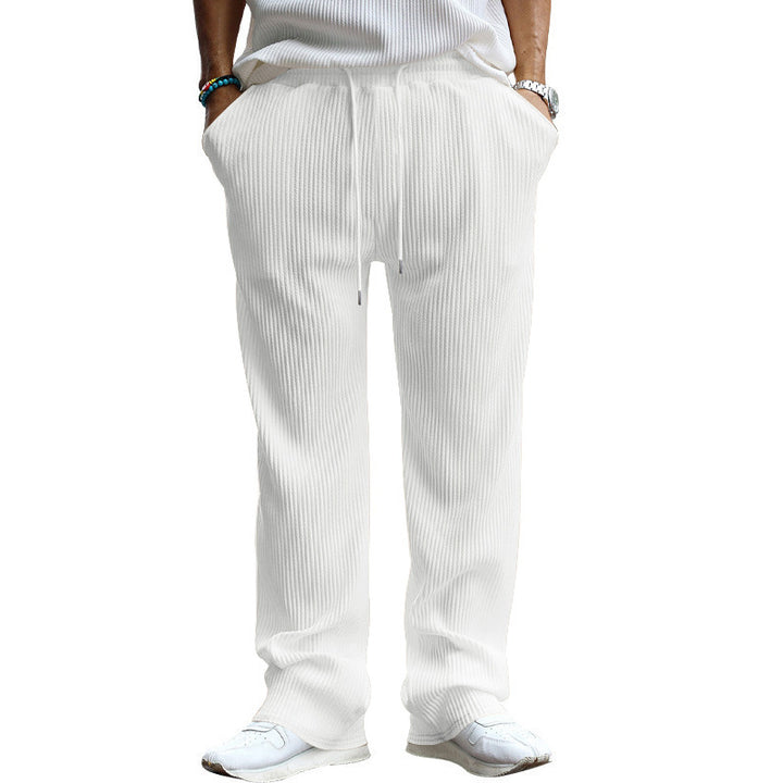 Men's ribbed comfort lounge pants with straight cut drawstring waist and deep side pockets StylebySassy