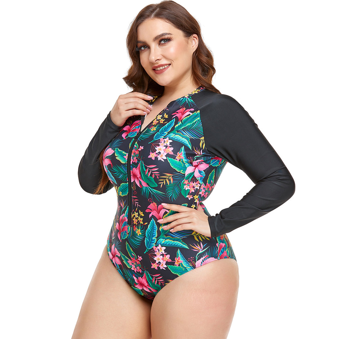 Women's Rashguard Swimsuit with Floral Pattern StylebySassy