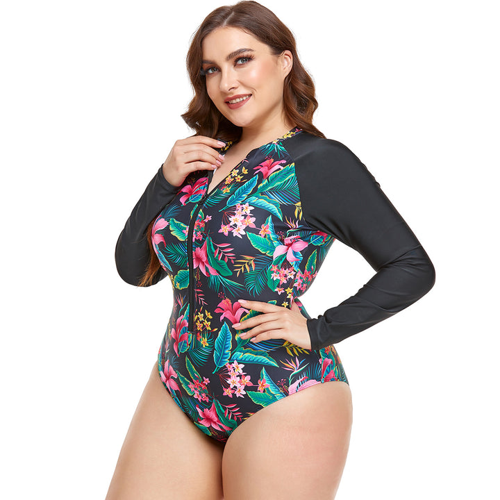 Women's Rashguard Swimsuit with Floral Pattern StylebySassy