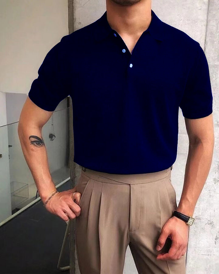 Men's nano Premium fine knit polo shirt with open shirt collar and subtle button placket StylebySassy