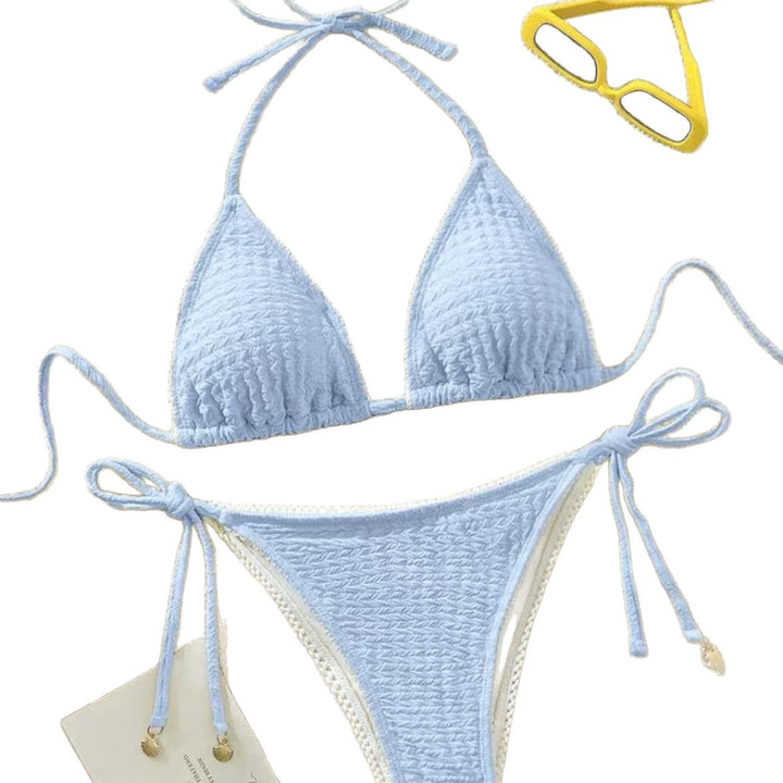 Women's Refined Triangle Bikini with Elegant Ruffle Design StylebySassy