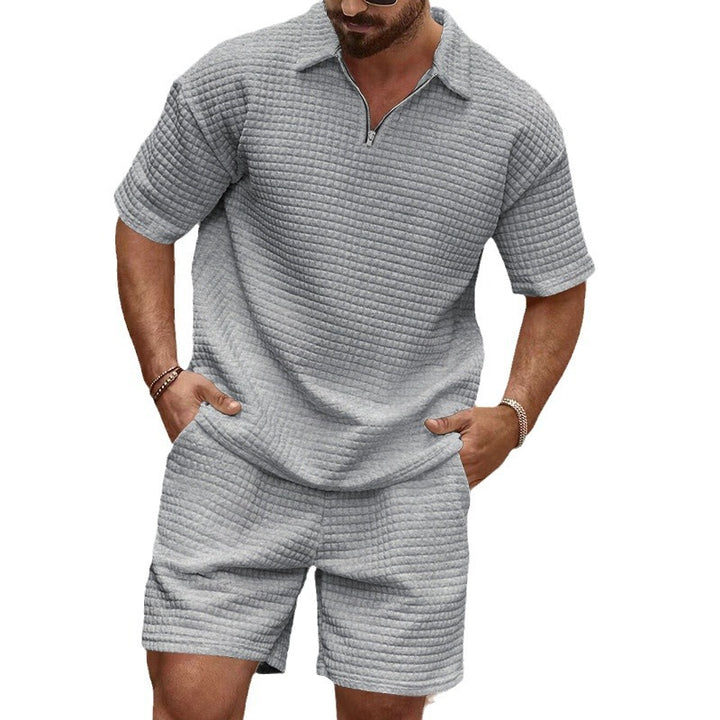 Men's two-piece structured leisure set with zip collar StylebySassy