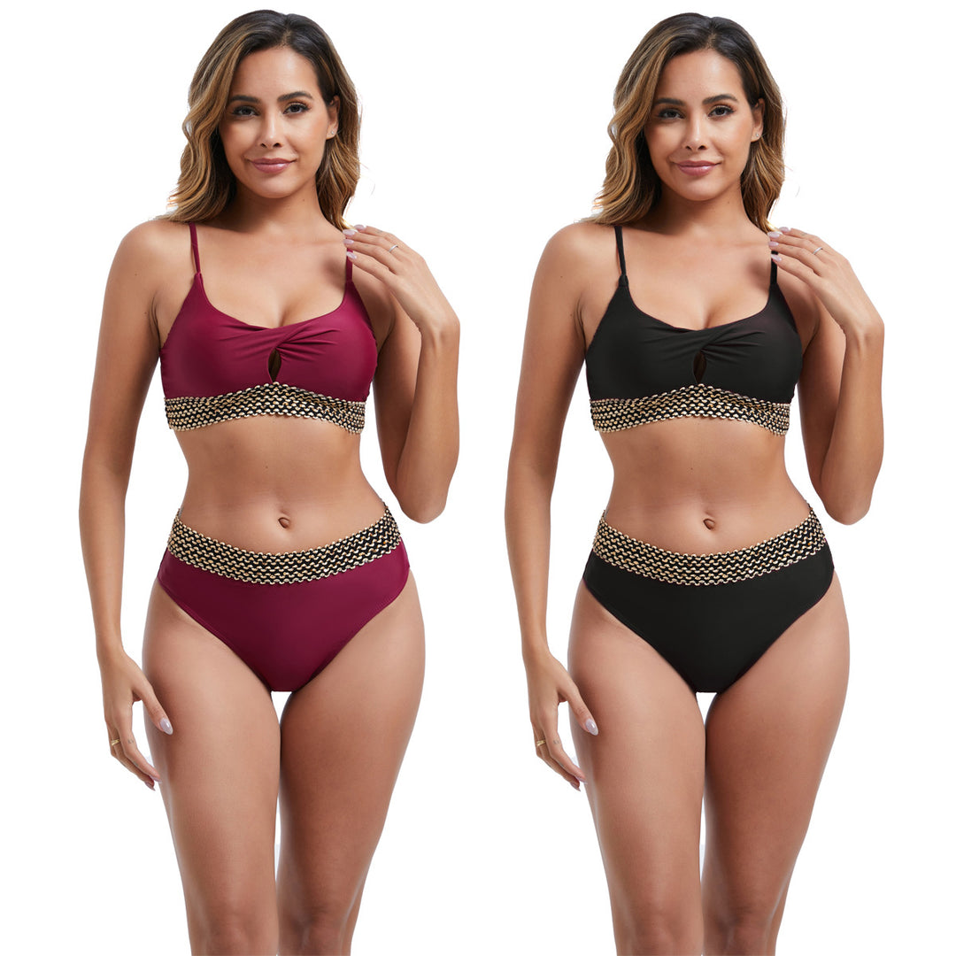 Women's High-Waisted Bikini Set with Fashionable Accent Details StylebySassy