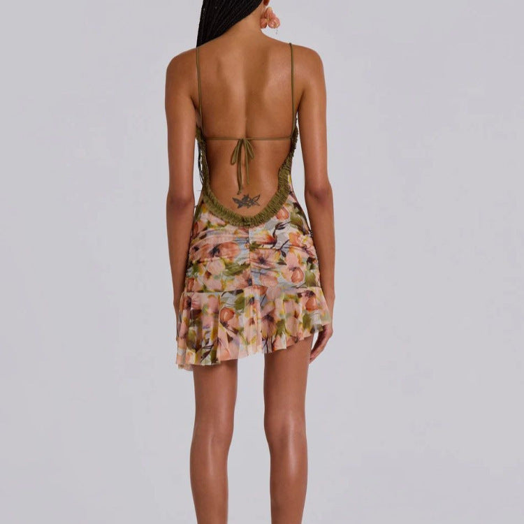 Women’s Summer Mini Dress with Gatherings and Asymmetrical Hem StylebySassy