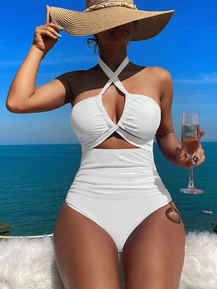 Ladies High-cut Monokini with sophisticated cross-design StylebySassy