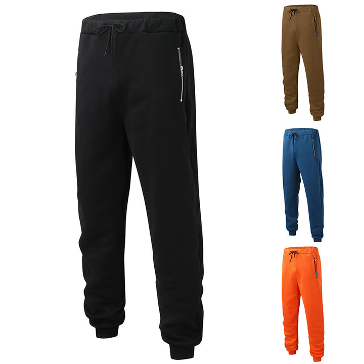 Men's comfortable jogging pants with elastic waistband drawstring tapered legs and side zip pockets StylebySassy