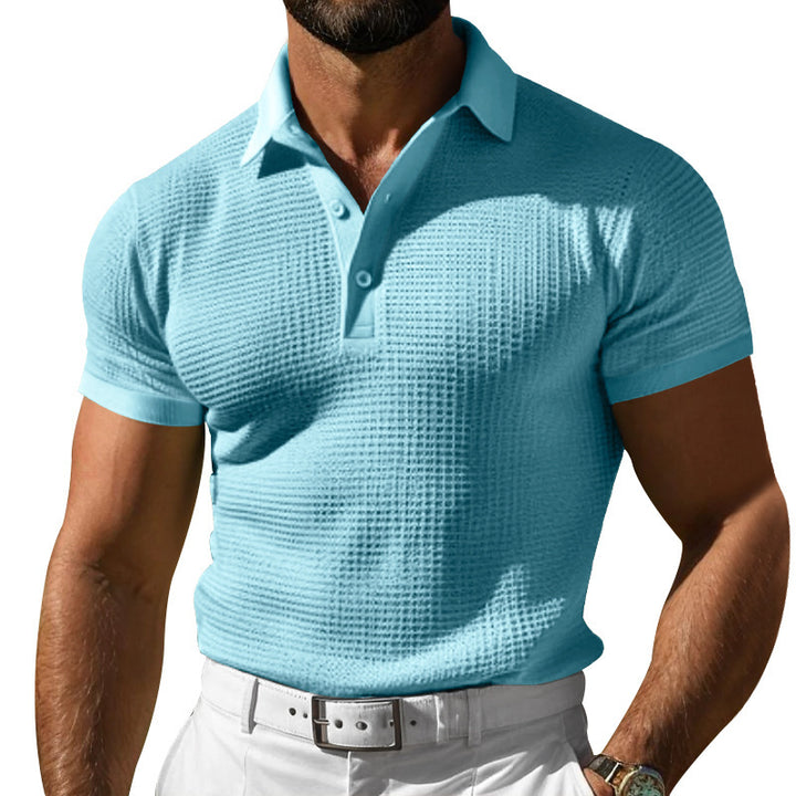 Men's structured polo shirt with waffle piqué and fitted cut StylebySassy