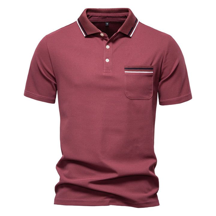 Men's modern polo shirt with patch chest pocket and contrasting trim on the polo collar StylebySassy