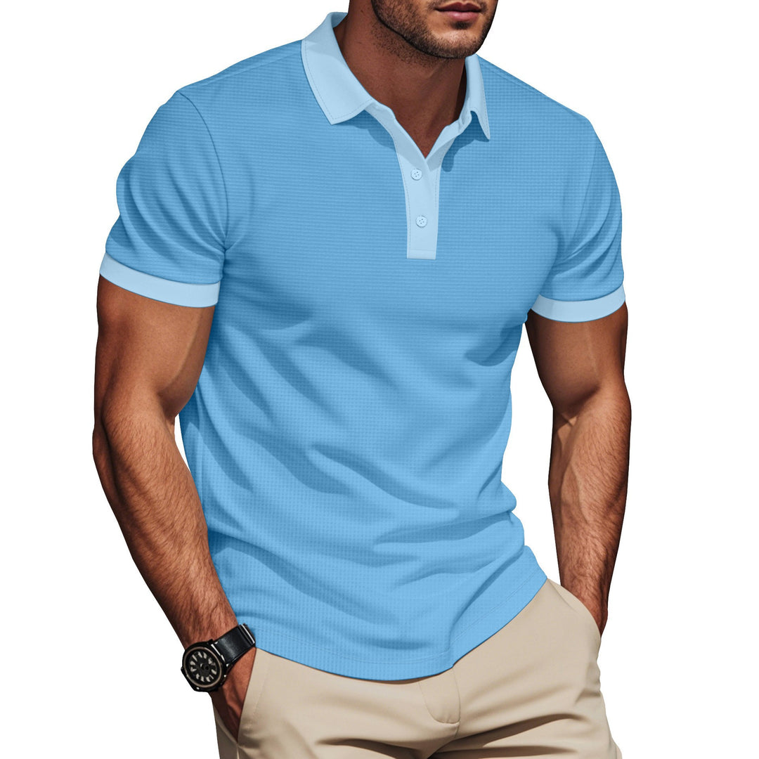 Men's body-hugging polo with micro-rib structure, double-quilted collar, and slim fit StylebySassy