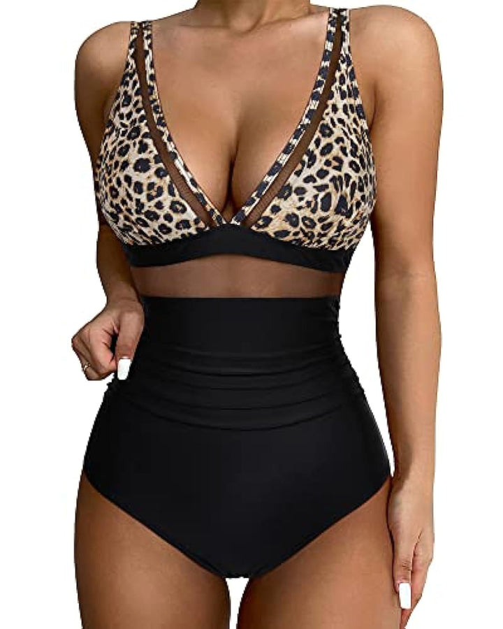 Women High-Cut Swimsuit with Transparent Inserts StylebySassy