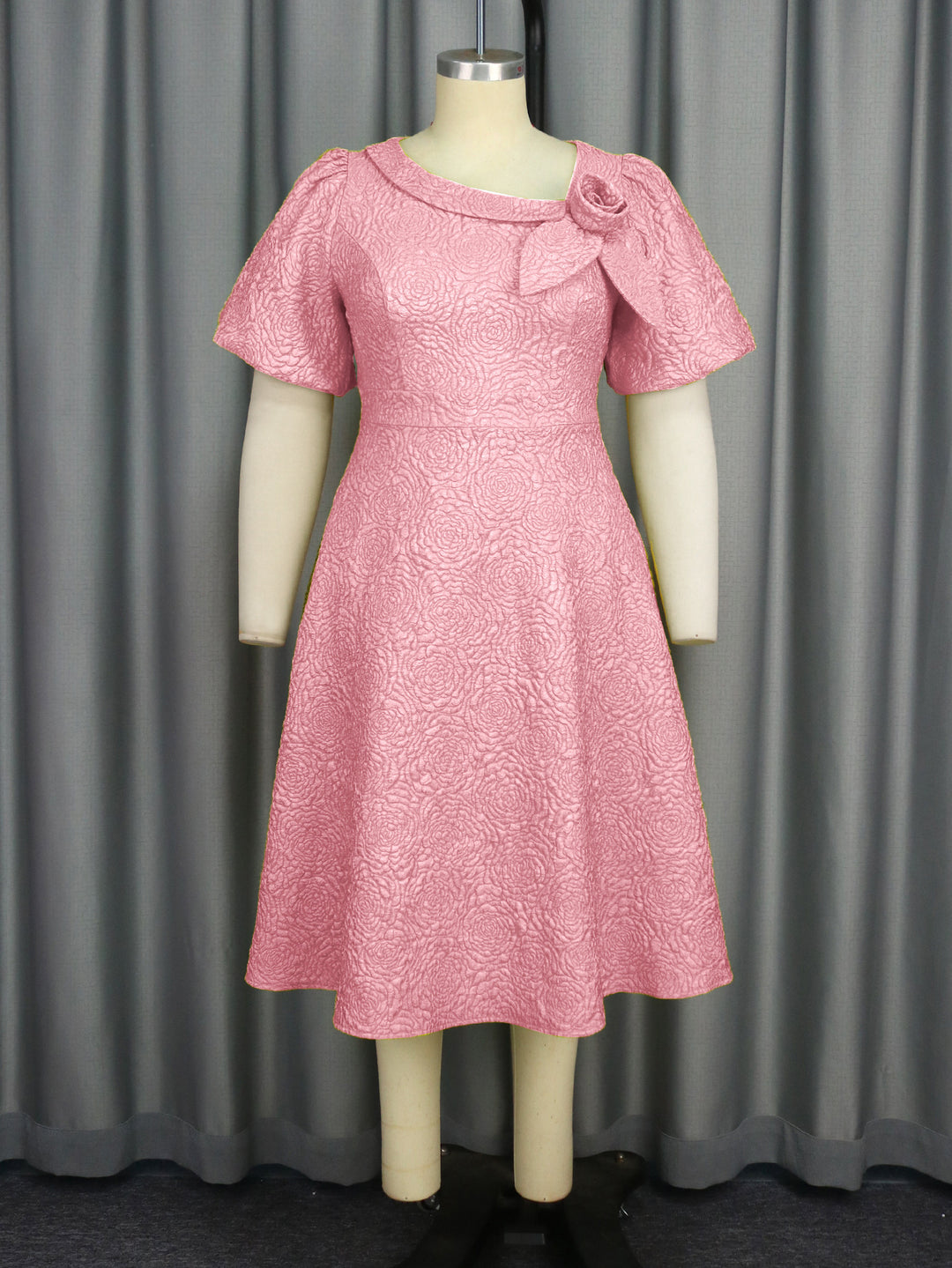 Women's Elegant Dress with Structured Flower Appliqué StylebySassy
