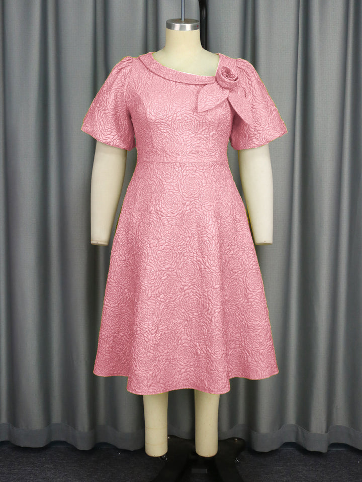 Women's Elegant Dress with Structured Flower Appliqué StylebySassy