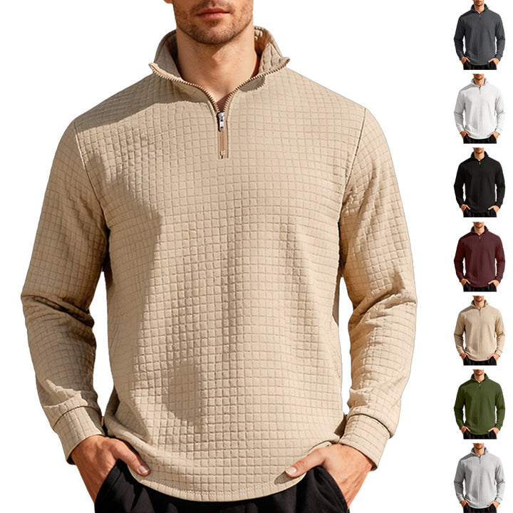 Men's Nano Square Structured Comfort Half Zip Sweater with Stand Collar and Light Padding StylebySassy