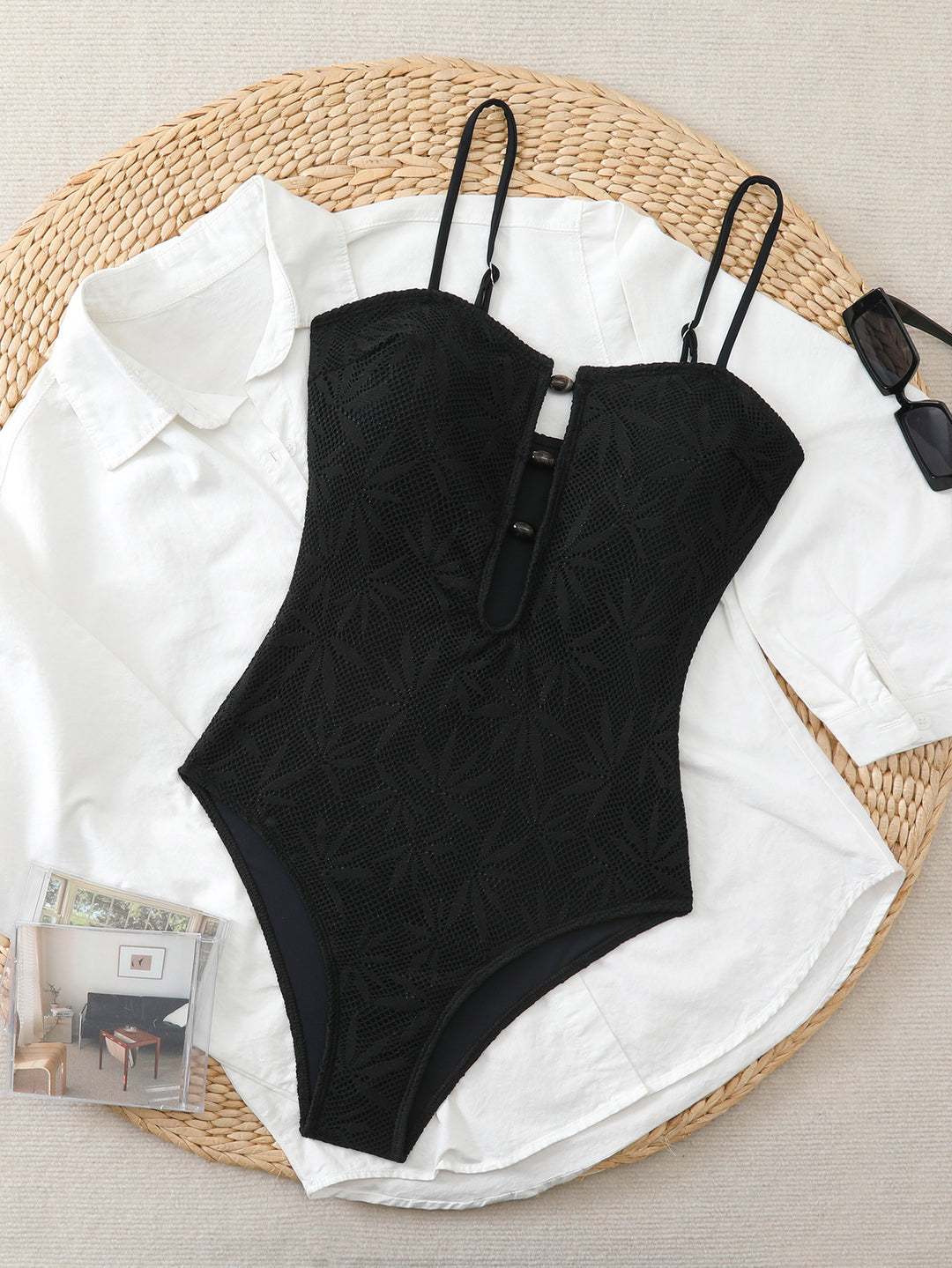Women’s one-piece swimsuit with trendy mesh pattern StylebySassy